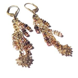 Bohemian gypsy festival glam jewel fringe earrings